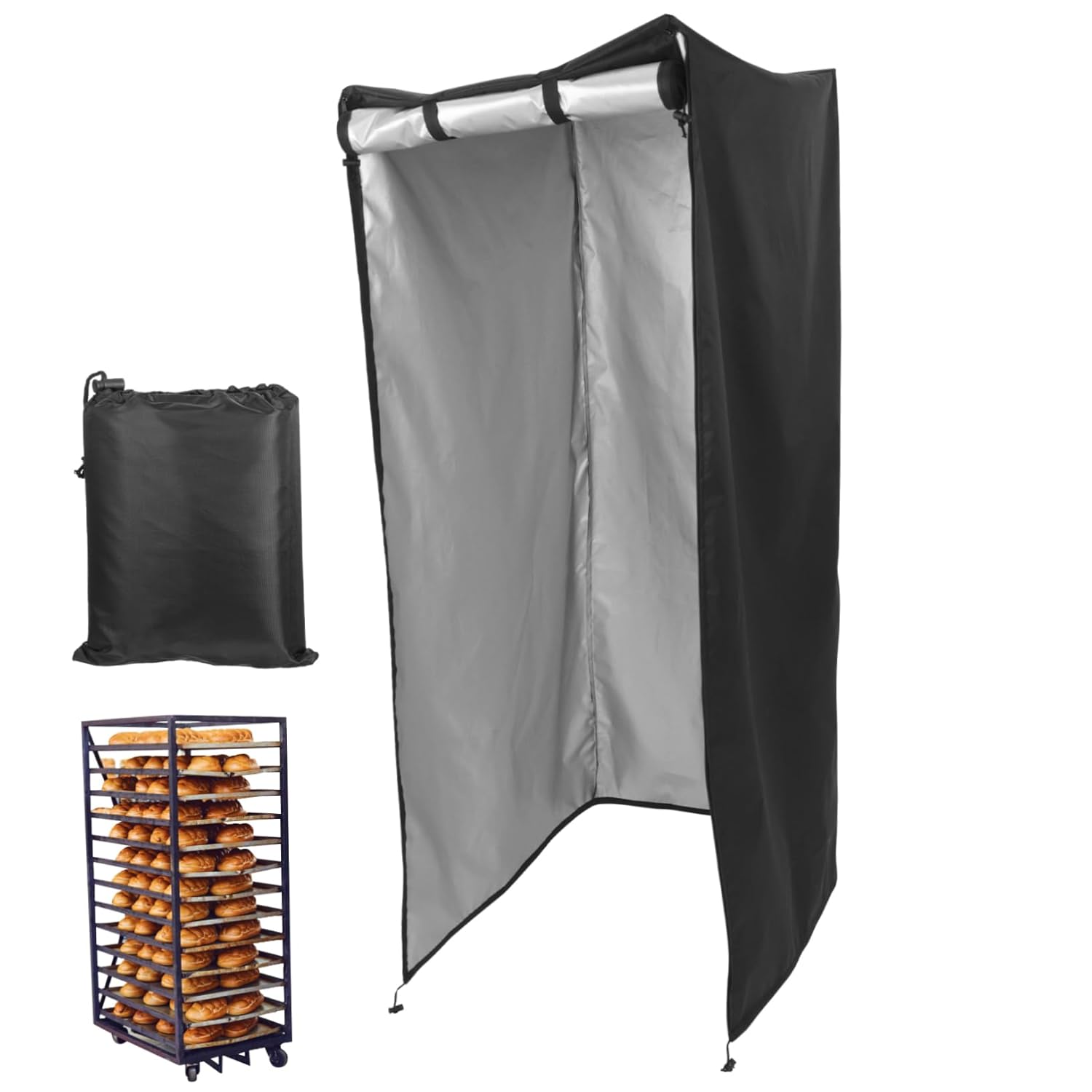 Luxshiny Oxford Fabric Toaster Rack Protector Bakery Bun Pan Rack Accessory Large Pan Shelf Cover Black