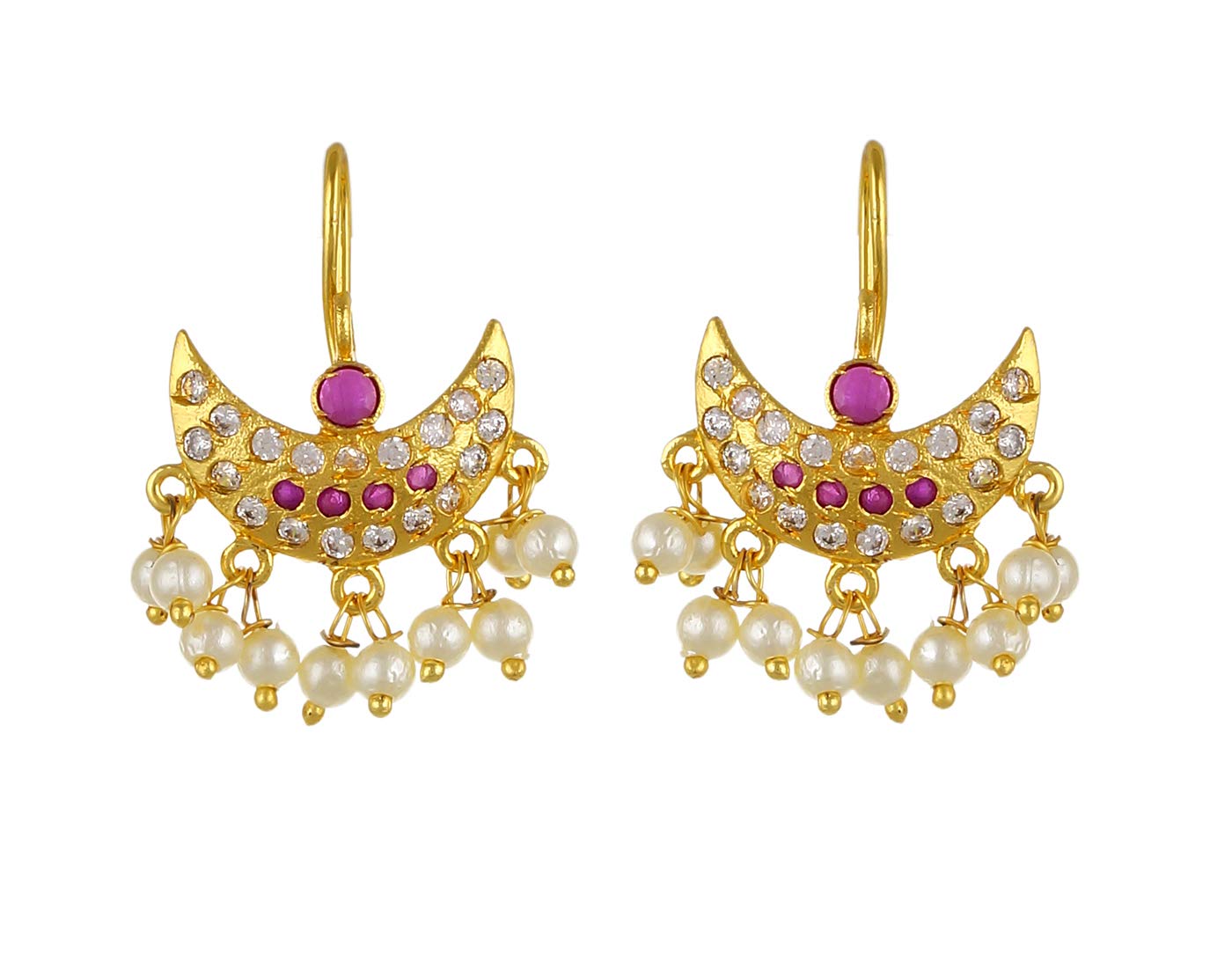 Vama Fashions Pink Colour Chandrakor Styled Maharashtrian Traditional Press Bugadi Clip-on Earrings for Women/Girls (B07HM9124W) Amazon Price History, Amazon Price Tracker