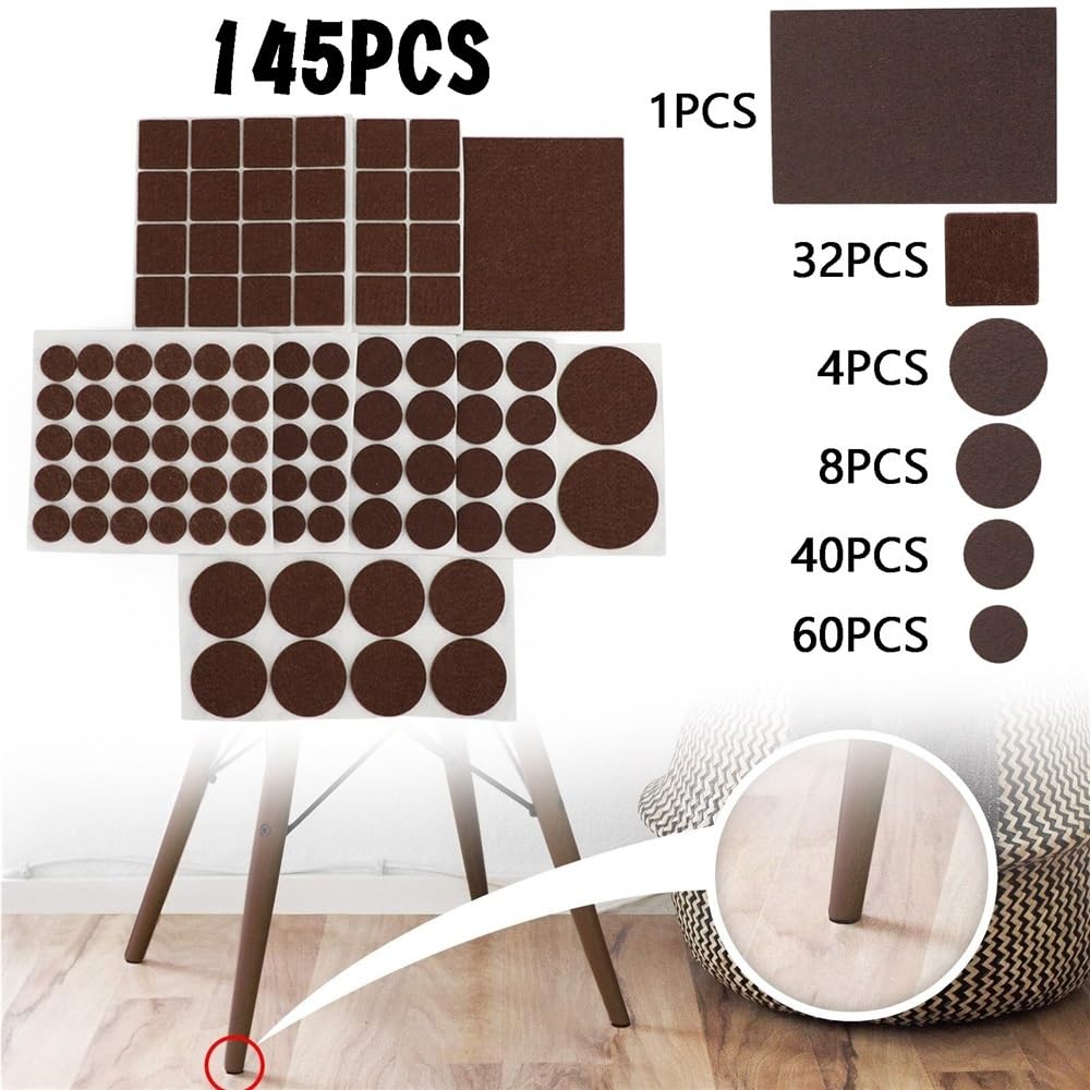 145 Almohadillas for Muebles, Protectores de Suelo for Patas de sillas, Almohadillas de Fieltro for Suelos de Madera.
