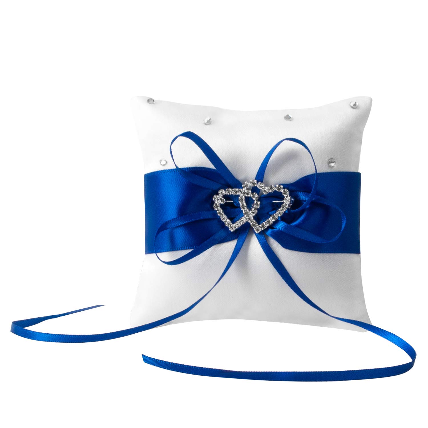 NIERBO NIERBO Cojín para Anillo de Bodas 10 * 10 cm Almohada para Anillo con Lazo de Satén para Accesorios de Compromiso de Boda (Azul)