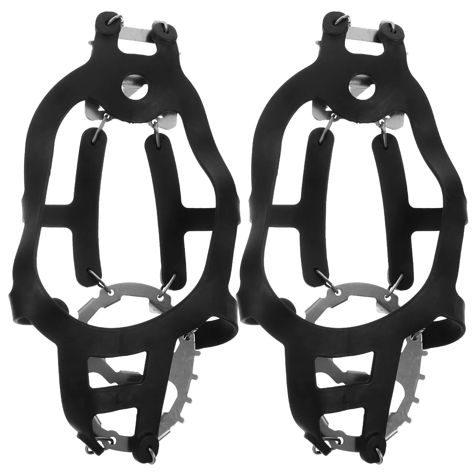 Grödel Stainless Steel Crampons 18 Teeth Design Anti Skid Lightweight Portable Ice Cleats for Outdoor Winter Shoes TPR Strap für Winterwanderungen