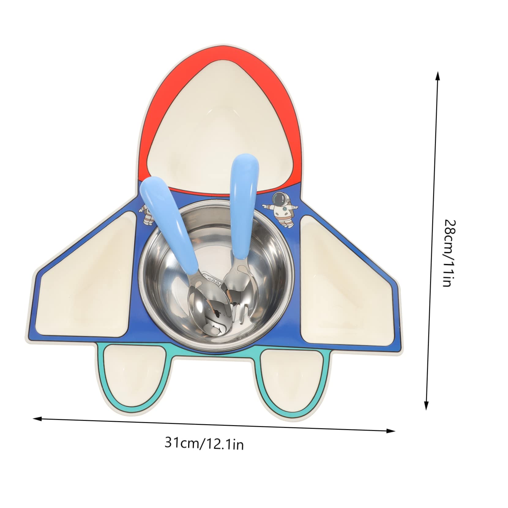 ERINGOGO 1Set Airplane Shaped Divided Food Plate Spoon Fork Fun Dining Experience for Home School Camping and Picnics Appetizer Seasoning Plate for Boys