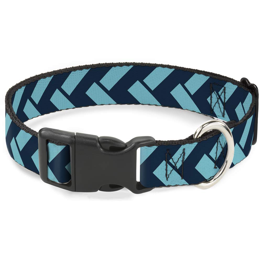Pince à col étroite en plastique Buckle Down bleu marine et turquoise au motif chevron