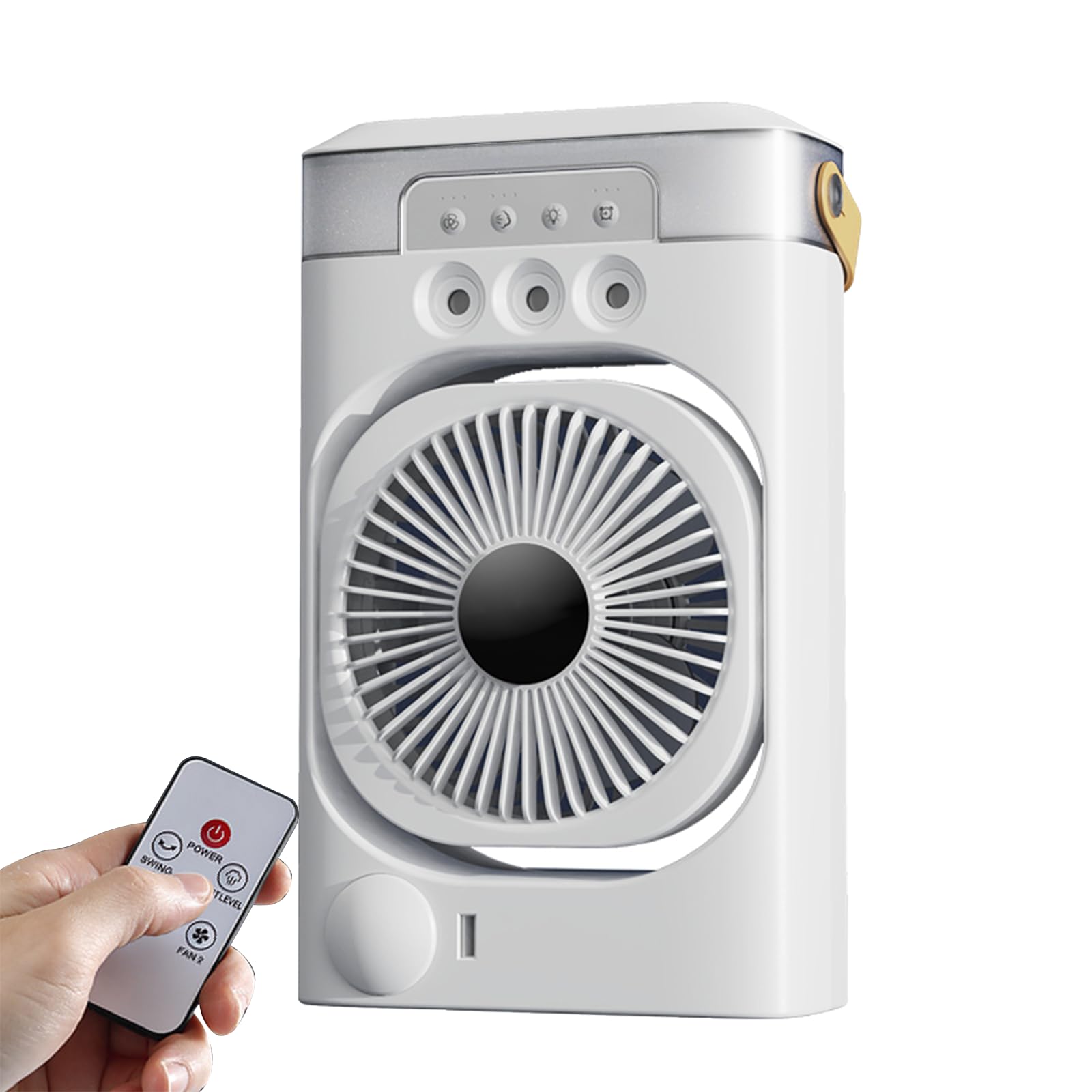 Klimaanlage Mobil mit Fernbedienung, Ventilator mit Wasserkühlung 600ML, 4-in-1 Mini Klimaanlage, 3 Windgeschwindigkeiten, 7 Farben Licht