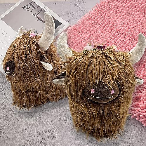 Kapley Scottish Cow Slippers - Plush, Soft and Warm Home Indoor Slippers with Flowers2