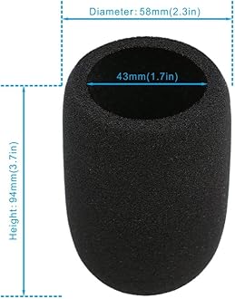 SUNMON Windscreen Foam Cover, Windscreen Pop Filter for Audio-technica AT2020 Condenser Studio Microphone,Compatible with AT-2035 AT-2050 ATR2500 ATR2500X AT-4040 Microphones(Black)