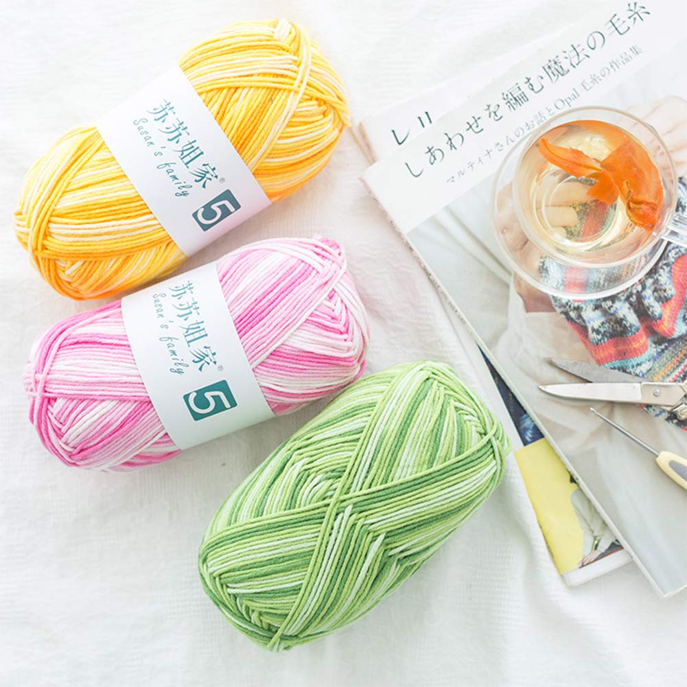 600G Fünf Stränge Segment gefärbt gekämmte Baumwolle Garn-Bälle, Handgestrickte Baby-Pullover Schal Decken Puppen, mittleres Dicke Themen,05