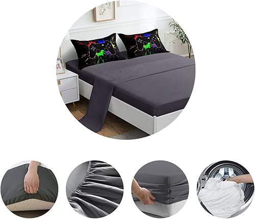 Miniatura 4 de ROWADALO DJT H50001 - Juego de ropa de cama de 6 piezas con estampado de consola de videojuegos en 3D, tamaño matrimonial, juego de ropa de cama de