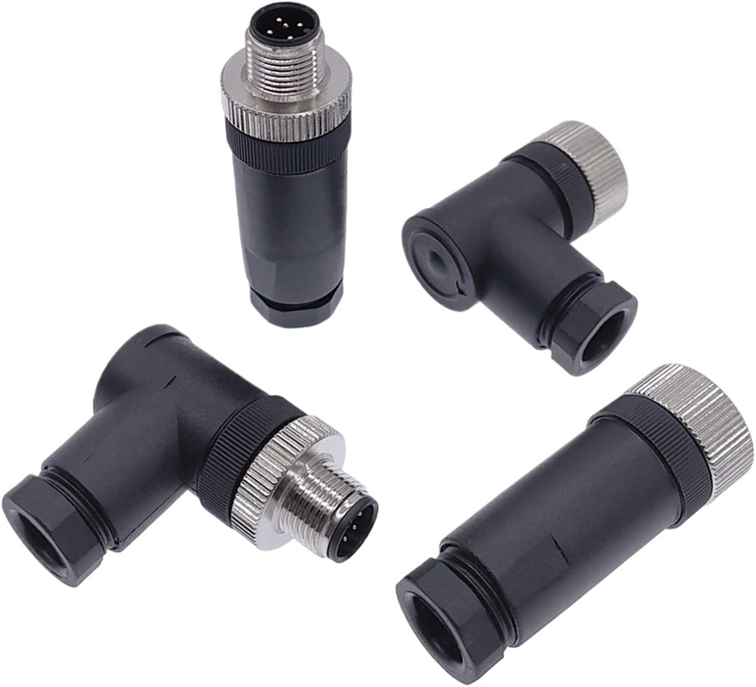 1PCS M12 Sensor Connector 4pin 5pin M12-8 Waterproof Male&Female Screw Threaded Coupling A Code Sensor connectors(Angle Female PG9,4P)