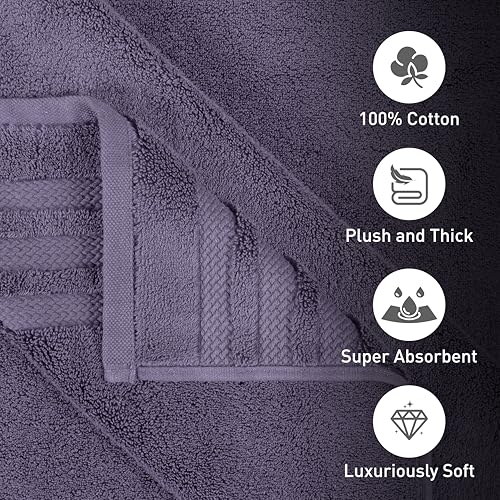 Image of MYTRIDENT Towels for Bath Large Size | Finesse Collection, 2 Piece Bath Towels | 75 cm x 150 cm | 625 GSM, Zero-Twist, Luxuriously Soft, 100% Cotton - Purple