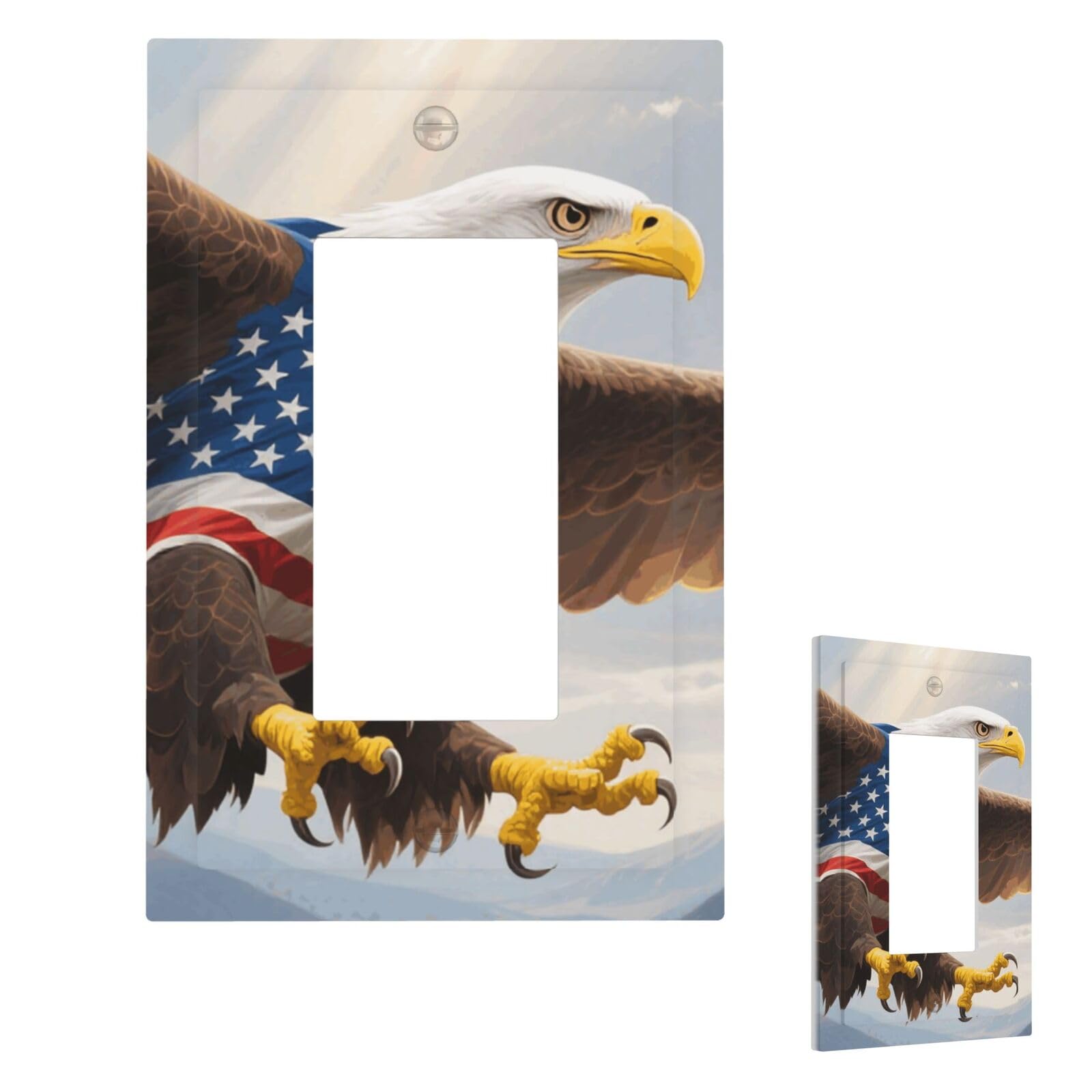 American Eagle Flag Wall Plate Cover Modern Decorative 1 Gang Light Switch Cover Unbreakable Receptacle Outlet Covers For Living Room Bedroom Home Decor 1 Gang