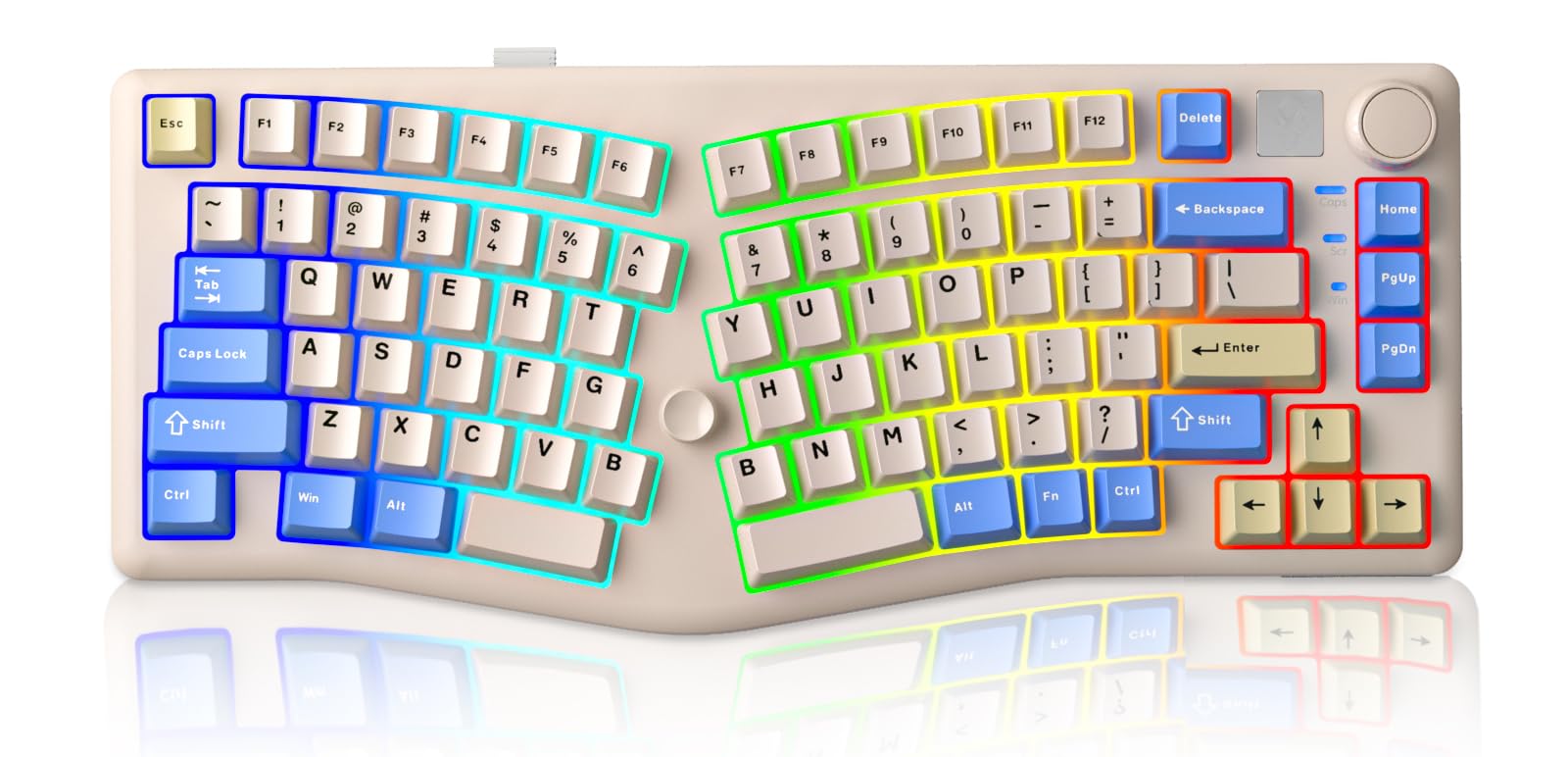 Photo 1 of LEOBOG A75 Alice Keyboard, Tri-Mode Bluetooth/2.4G/USB-C Ergonomic Cute Creamy Keyboard with RGB Backlit Functional Knob Joystick, 75% Layout Hot-Swap Gasket Custom Keyboards for Win Mac PC Gamer-Blue