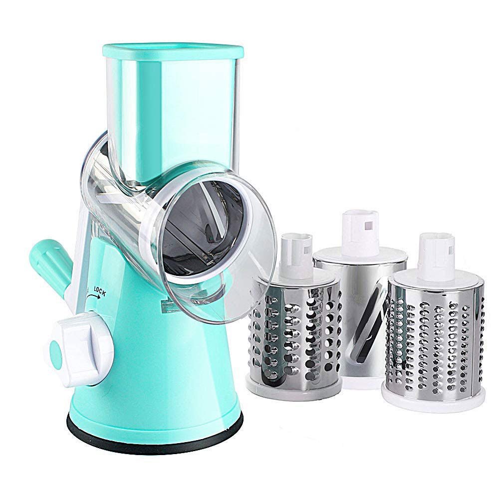 Grattugia Rotante Per Formaggio A Manovella - 3 Barili In Acciaio, Per Formaggio, Verdure, Cioccolato - Foto 3