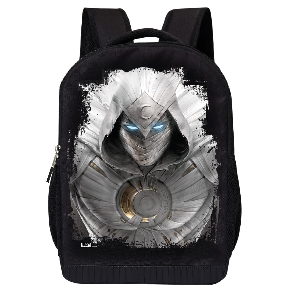 Marvel Comics Moon Knight Backpack -16 Inch Black Knapsack with Mesh Padding
