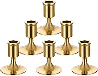 Sziqiqi Candlesticks Holder for Wedding Table Centerpiece - Gold Taper Candle Holders Candle Stick Holder Bulk for Christmas Candlelight Dinner Wedding Party Festival Decor 6 Pieces
