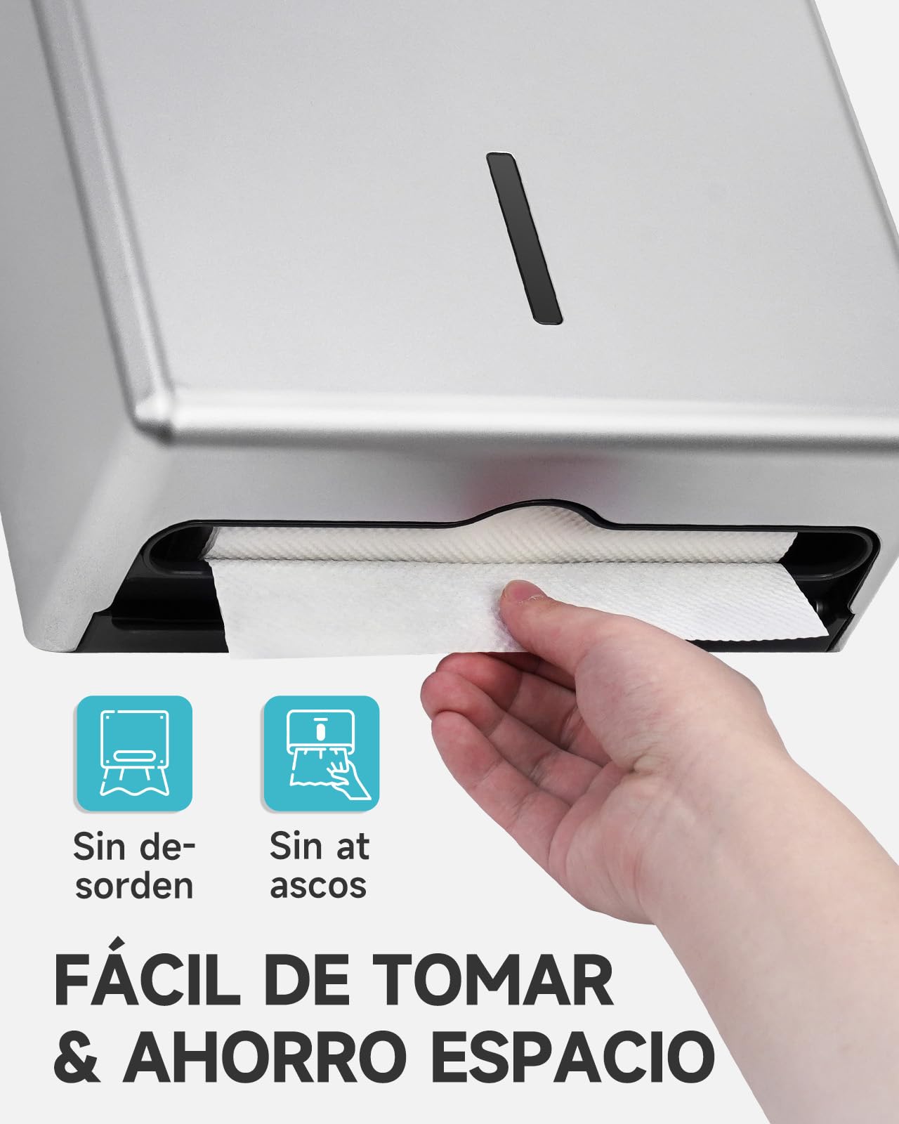 AIKE Dispensador De Toallas De Papel Ensanchado, 400-Hojas De Pared para Toallas H2, H3, Pliegue Z/V/C Y Multipliegue (Tamaño ≤25,2 * 11,5cm), AK5302H