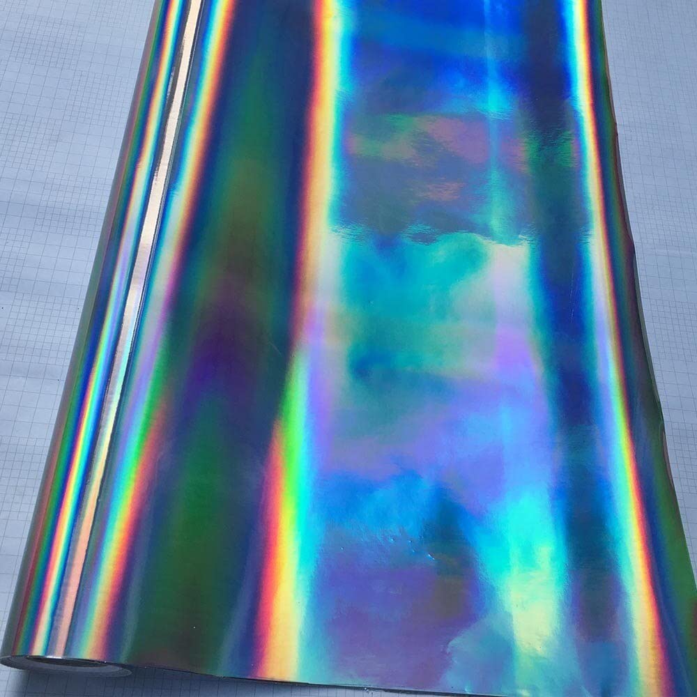 Autofolie 30 * 100 cm Silberlaser Chrombeschichtung Vinyl Holographic Auto Car Wrap Film Regenbogen -Karosserie -Dekoration Chrom Aufkleber Aufkleber Aufkleber Aufkleber -Aufkleber Auto Folie