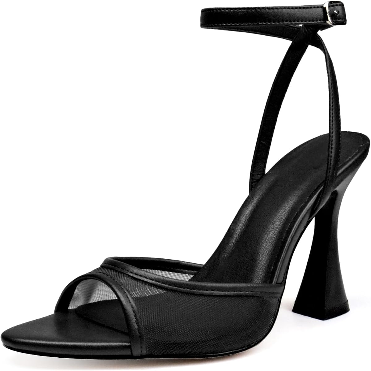 High Heels Pointed Open Toe for Women Chunky Heels Ankle Strap Strappy Kitten Block Heeled Sandals Dress and Party Wedding Shoes