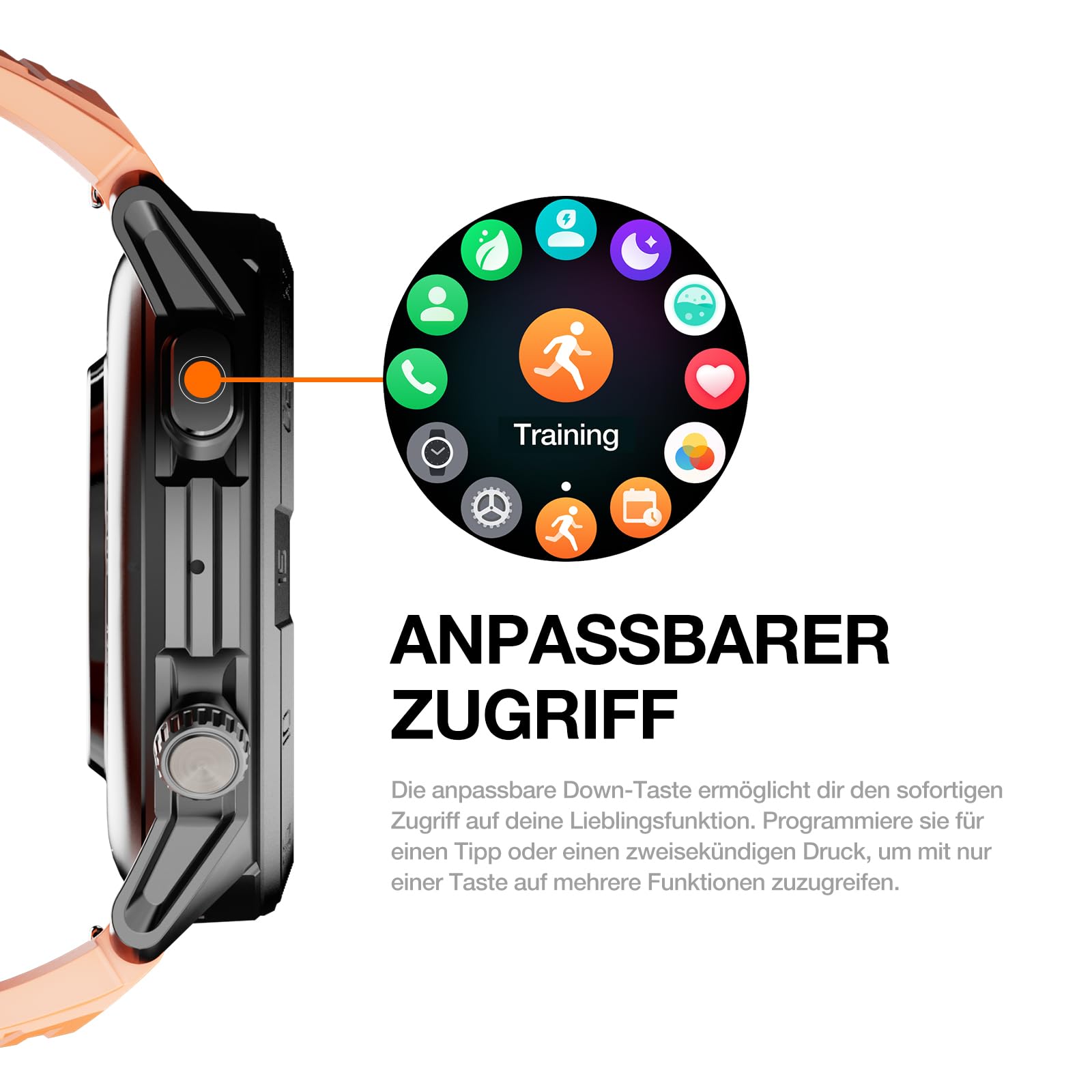 AGM Legion Pro Militär Smartwatch Herren, Robuste Fitnessuhr Wasserdicht 5ATM, 1,43" AMOLED Outdoor Sportuhr mit GPS, Offline-Karten für Routenaufzeichnung, MIL-STD-810H, Anrufe, 2 Armbänder