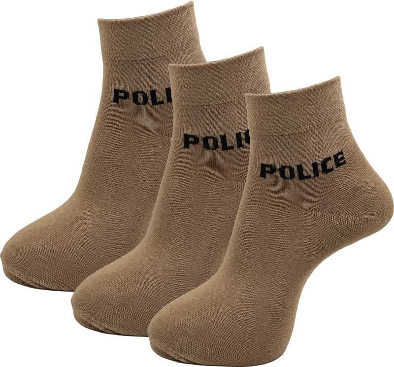Men's Cotton Khaki Police Socks MC Ankle Length (Pack - 3)-image-28