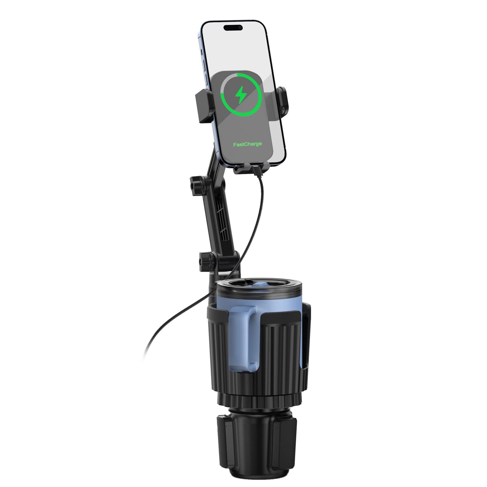 SAGRUILA 2-in-1 Auto-Clamping Cup Phone Holder