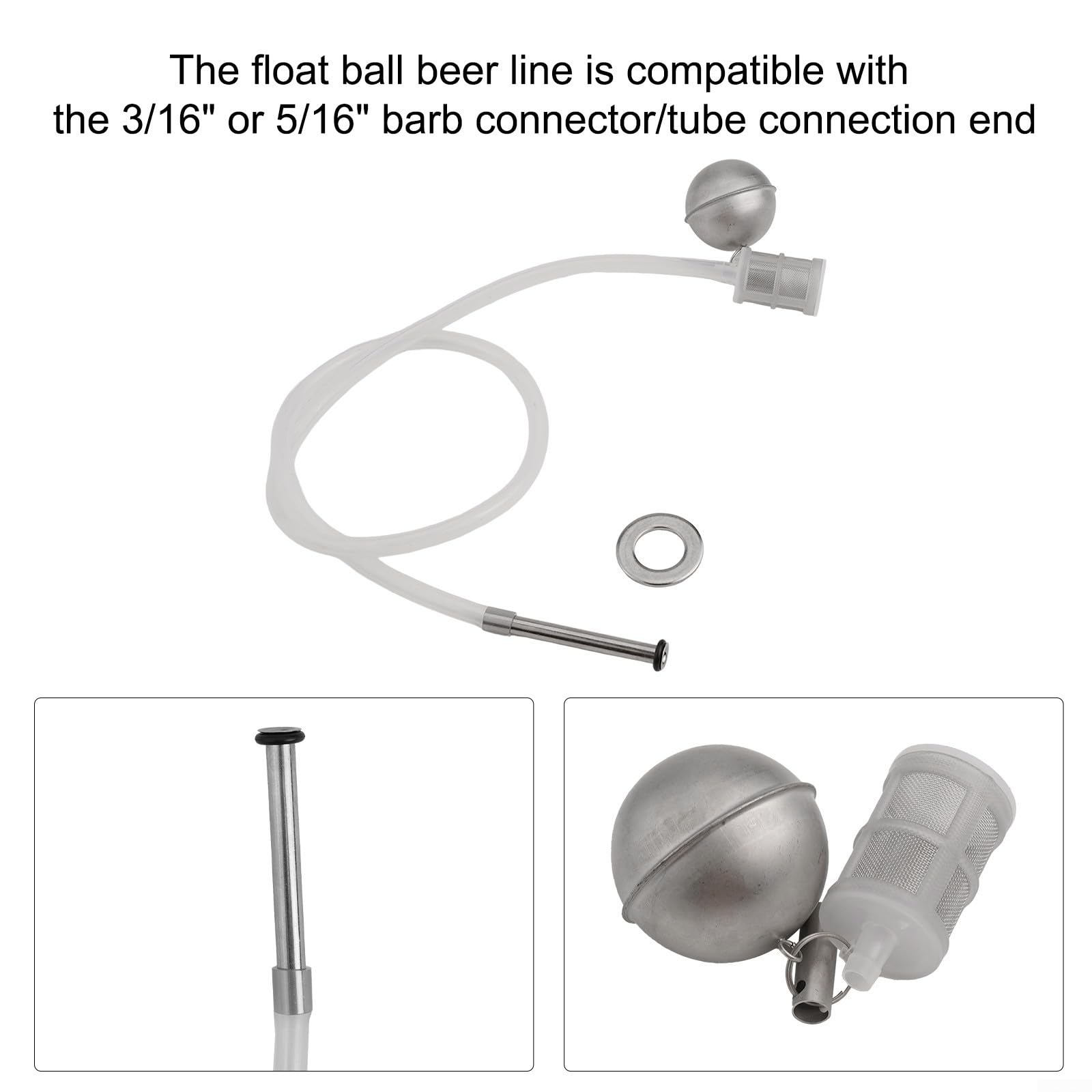 Zilimontt Schwimmendes Dip-Röhren-Set, Heimbrau-Bier, FermZilla Ball, schwimmendes Bierfass flüssiges Tauchrohr mit schwimmendem Tauchrohrfilter und 78,9 cm Silikon-Tauchrohr