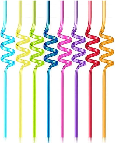 10 pajitas de plástico reutilizables en espiral, pajitas largas para tarros de masón, vasos, regalos de fiesta, colores mixtos