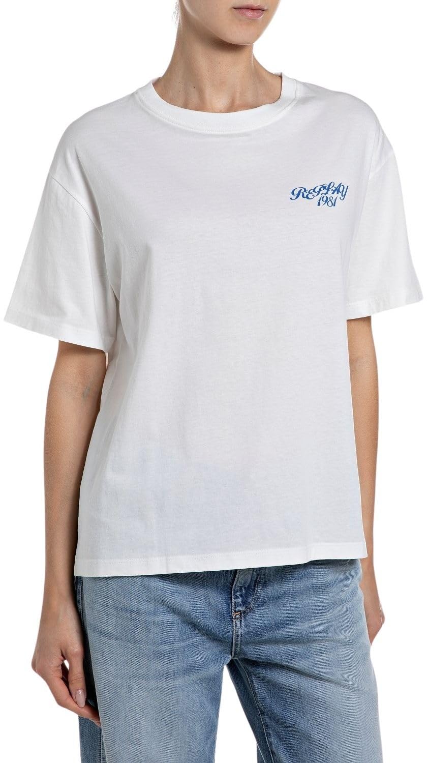 Replay Women's Short Sleeve T-Shirt, 011 Off White, XS