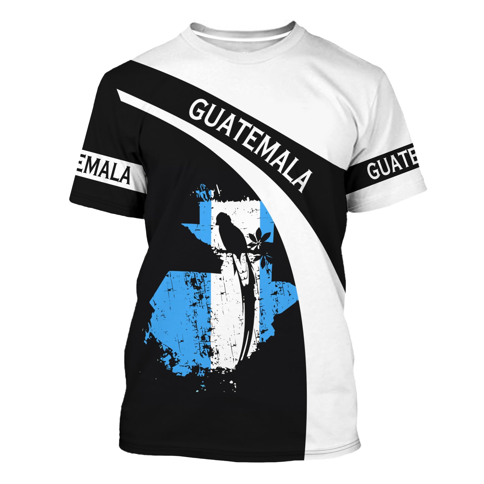 BJQMen's Guatemala T-Shirt Black Cool 3D Printed Tee Guatemala Casual Short Sleeve Shirt Novel Crewneck Top for Unisex