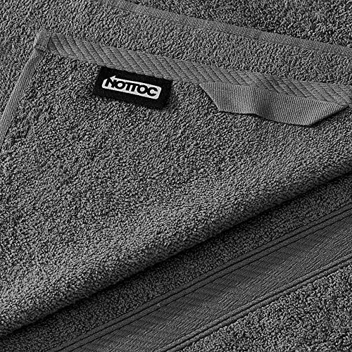 nottoc Handtücher Set Grau 8-TLG / 2 Badetücher 70x140 + 4 Handtücher 50x90 + 2 Gästehandtücher 30x50 - Handtuch mit Aufhänger Baumwolle Saugfähige Weiche Luxus Duschhandtücher - Anthrazit