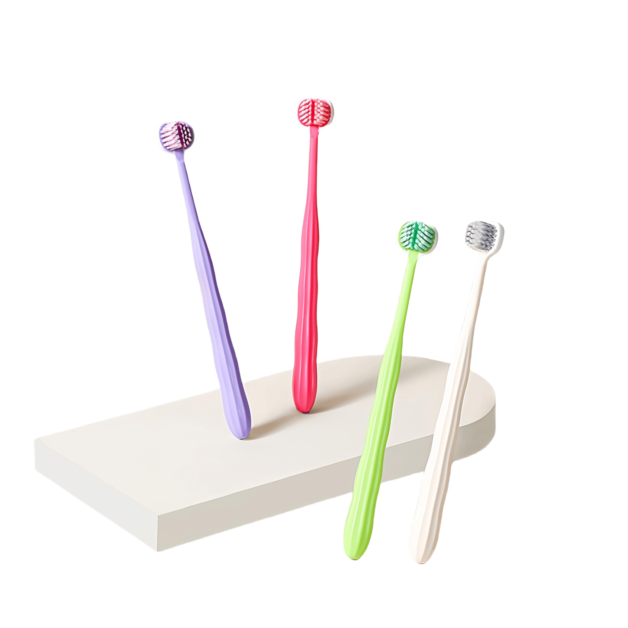 1 spazzolino da denti a tre lati per adulti, con setole morbide, confezione indipendente, con setole a spirale, 3D, stereoscopico, pulizia profonda dei denti orale (viola, 1 pezzo (confezione
