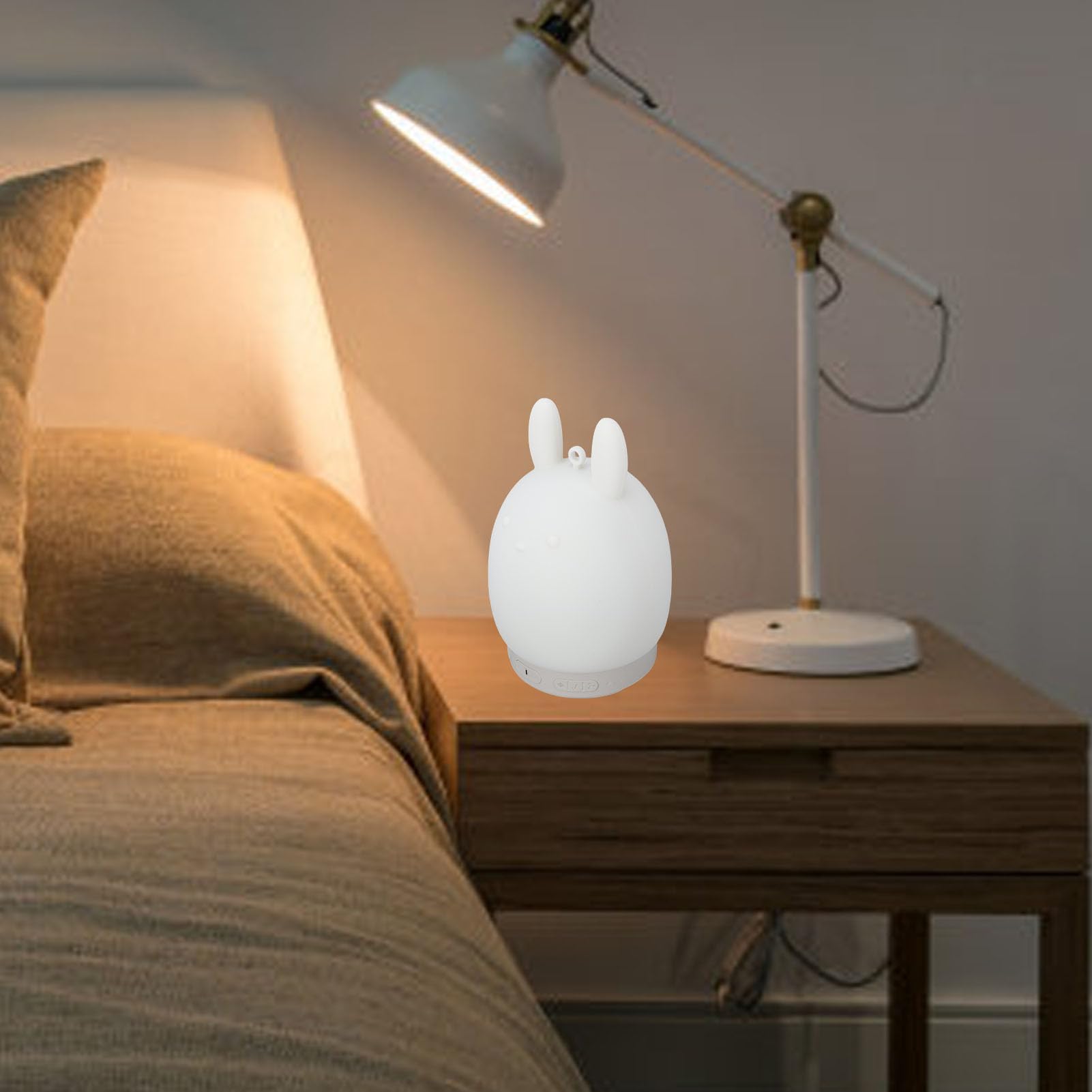 Diyeeni Veilleuse à Bruit Blanc, Machine à Bruit de Lapin 3 en 1 avec Haut-parleur BT et 3 Lumières de luminosité, 31 Sons de Sommeil Apaisants, pour Chambre à Coucher, Bureau, Crèche