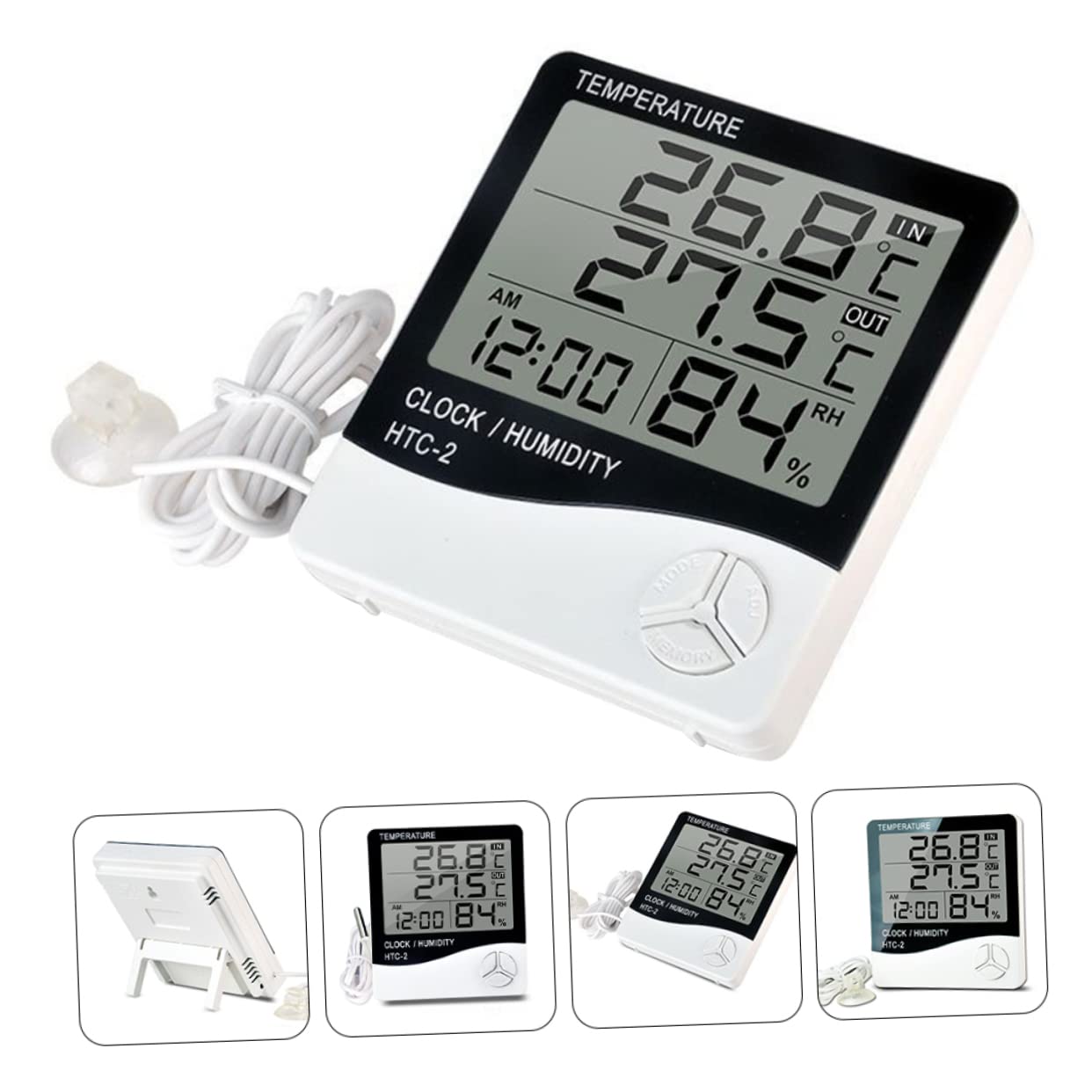 BESPORTBLE 2stücke Lcd Digital Aquarien-thermometer Mit Hygrometer Digitales Thermometer Für Fischbecken Wasser-terrarium Große Lcd-anzeige Präzise Temperatur Und Feuchtigkeitsmessung