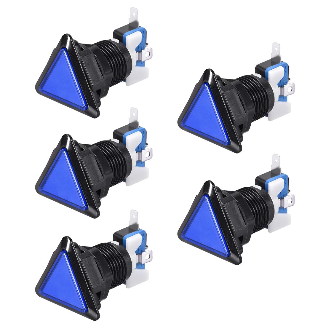 uxcell Game Push Button 39x39x39 Triangle 12V LED Illuminated Push Button Switch with Micro Switch for Arcade Video Games Blue 5pcs-image-23
