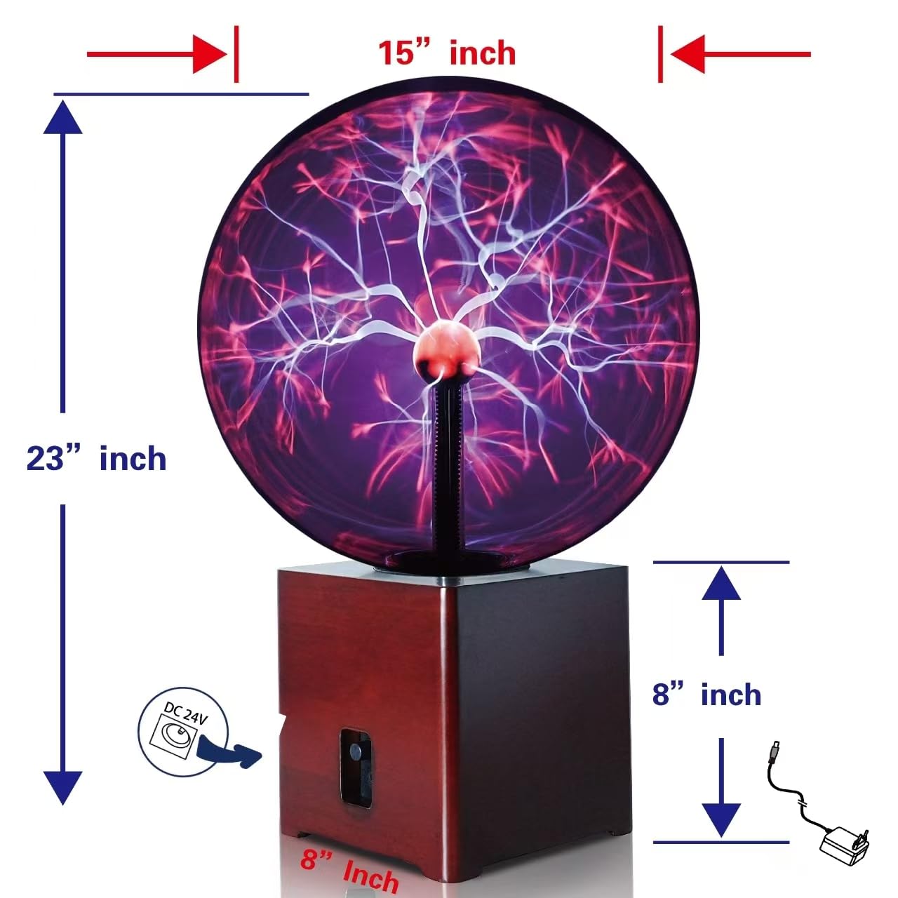 PLASMA ball プラズマボール PUXTIW 15 inch Plasma Ball (red Brown Wooden Base) Touch Sensitive