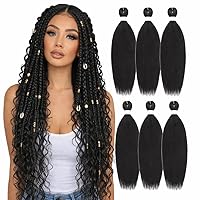 Vista 45 de Cabello trenzado de jengibre preestirado, 6 paquetes de 24 pulgadas, cabello sintético preestirado, trenzas naturales de fácil torsión, ajuste