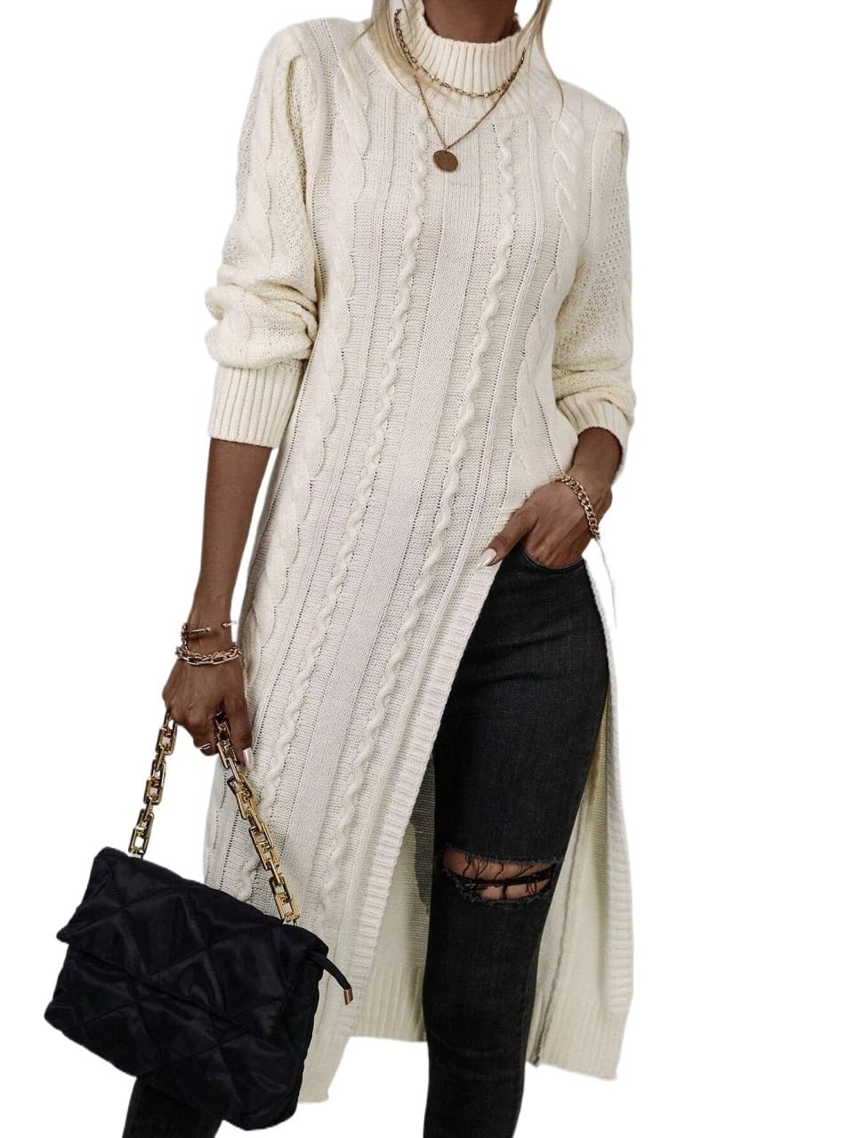 Womens Slimming Fit Long Sleeve Sweater Knit Pullover Sweaters for Women