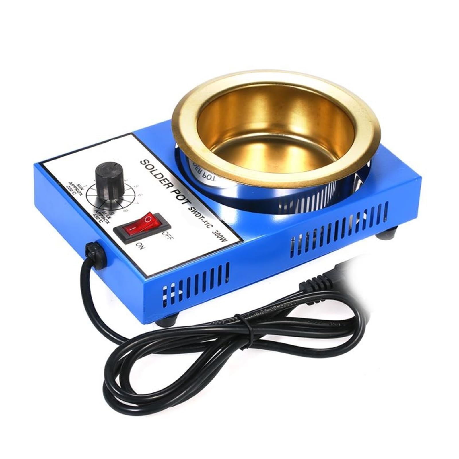 Mjfvn 21C 150W 100/150/250/300W Solder Pot Tin Melting Furnace Thermoregulation Soldering Desoldering Bath 200~450 Centigrade+Universal Adapter(21C 150W)
