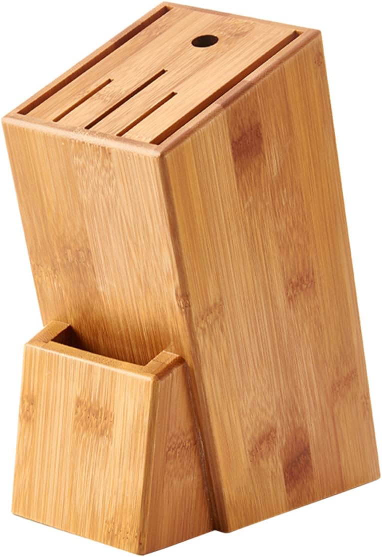 Sleek Bamboo Knife Block Holder Kitchen Storage Rack Wood Block Holder