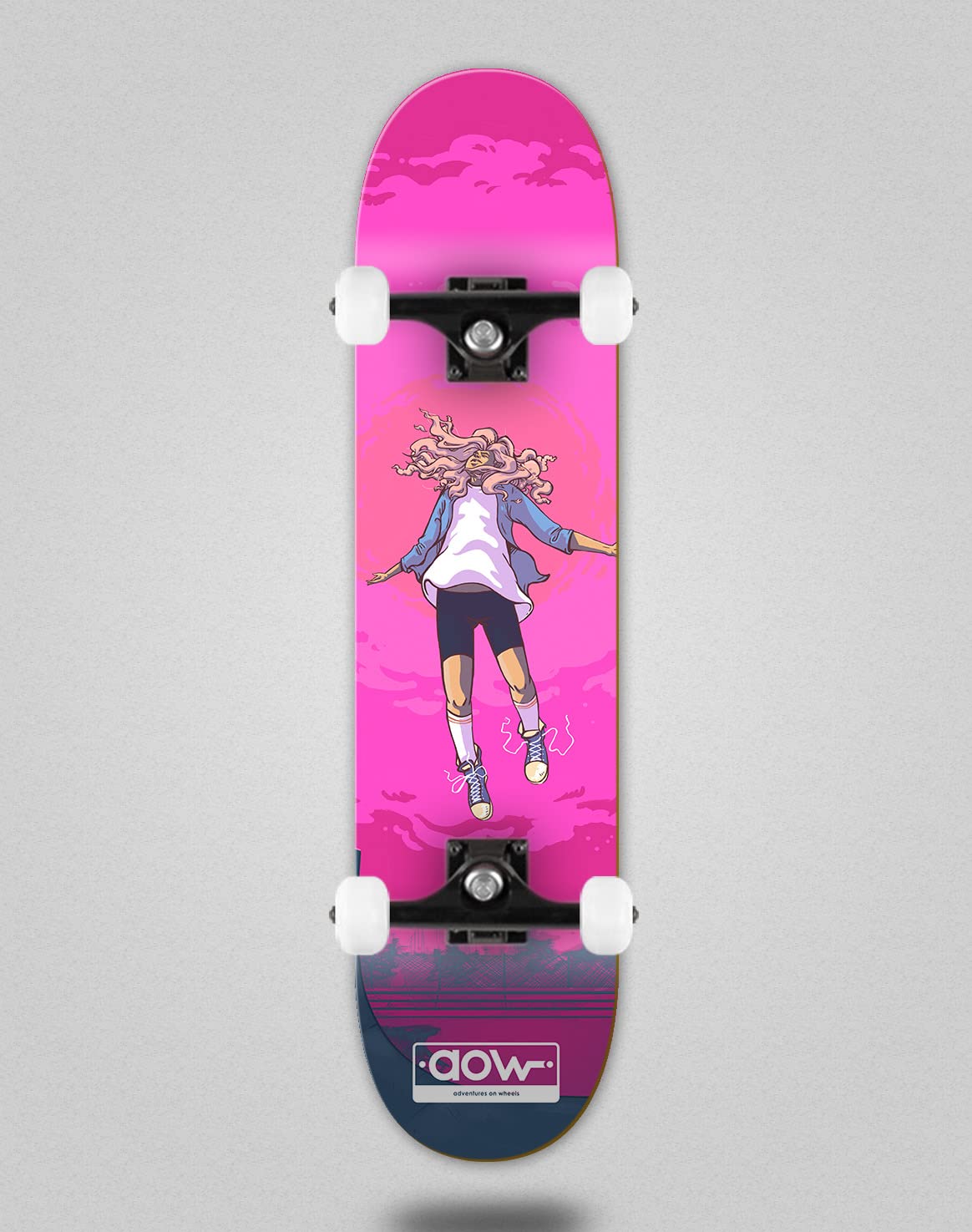 Aow monopatín Skate Skateboard Complete Floating Pink 8.25