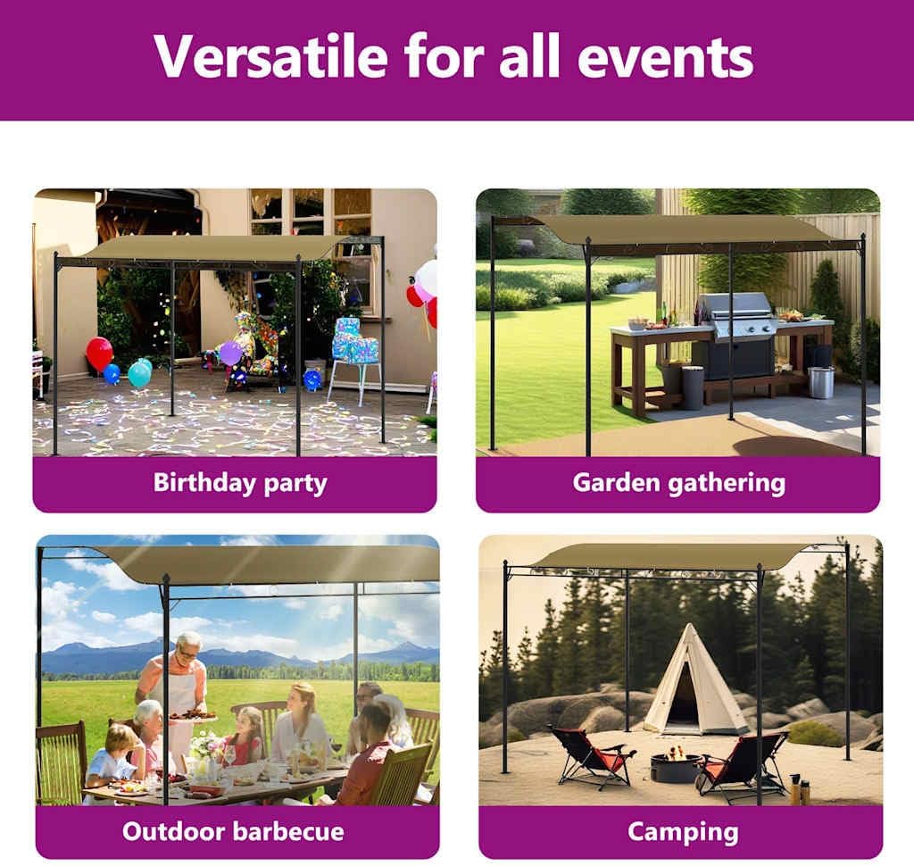 vidaXL vidaXL Gazebo, Outdoor Canopy with Roof, Patio Pavilion with Steel Frame, Sunshade Shelter for Garden Backyard Lawn Terrace, Fabric Taupe
