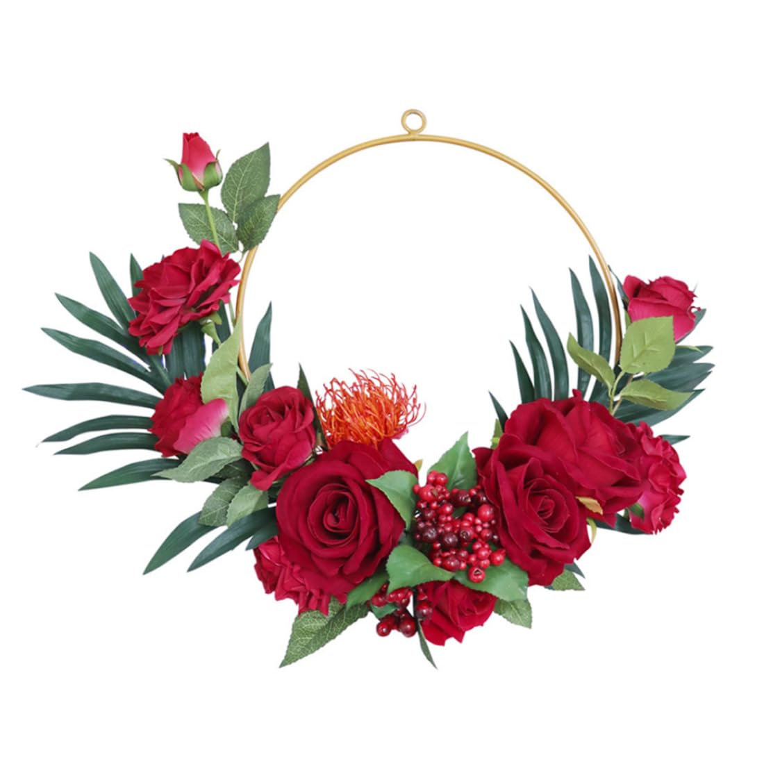 Couronne de fleurs artificielles avec feuilles pour porte entrée