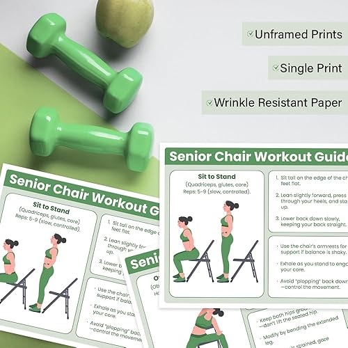 Miniatura 5 de Póster de entrenamiento para silla de ejercicio para personas mayores, estiramiento de 30 días y tabla de ejercicios sentada suave