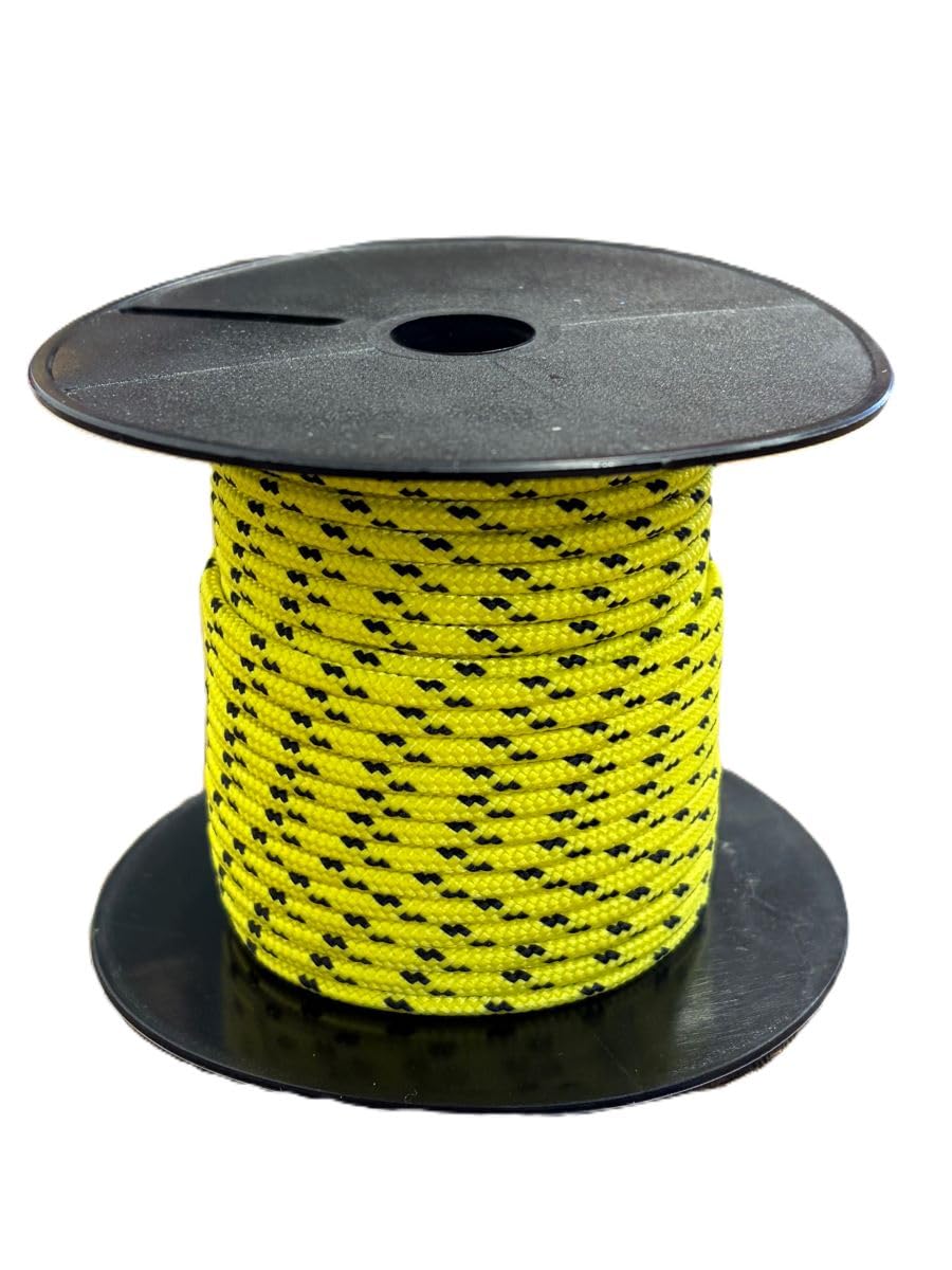 Westward Rope and Wire Braided Polyester Rope, 3mm x 20m, 16 Plait, UV Resistant, 150kg Break Load, Multiple Colours (Yellow (Black Fleck), 3mm x 20m)