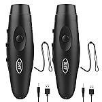 ZHT Electronic Whistles for Referees with USB Charging, 3 Tone High Volume Emergency Whistle for Coaches Teacher, Outdoor Safety Whistles with Lanyard- 2 Blacks