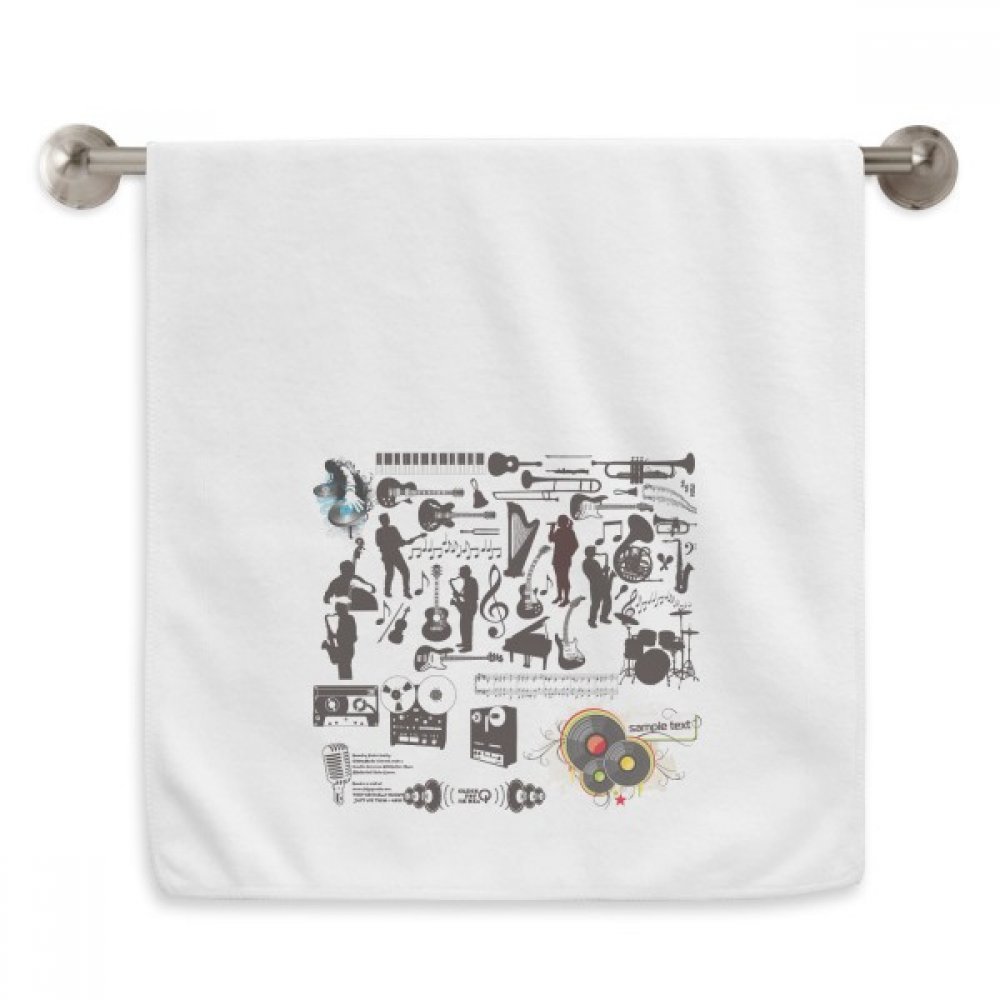 Serviette débarbouillette Rock Music Festival blanche motif fou diadème 13x29 inch