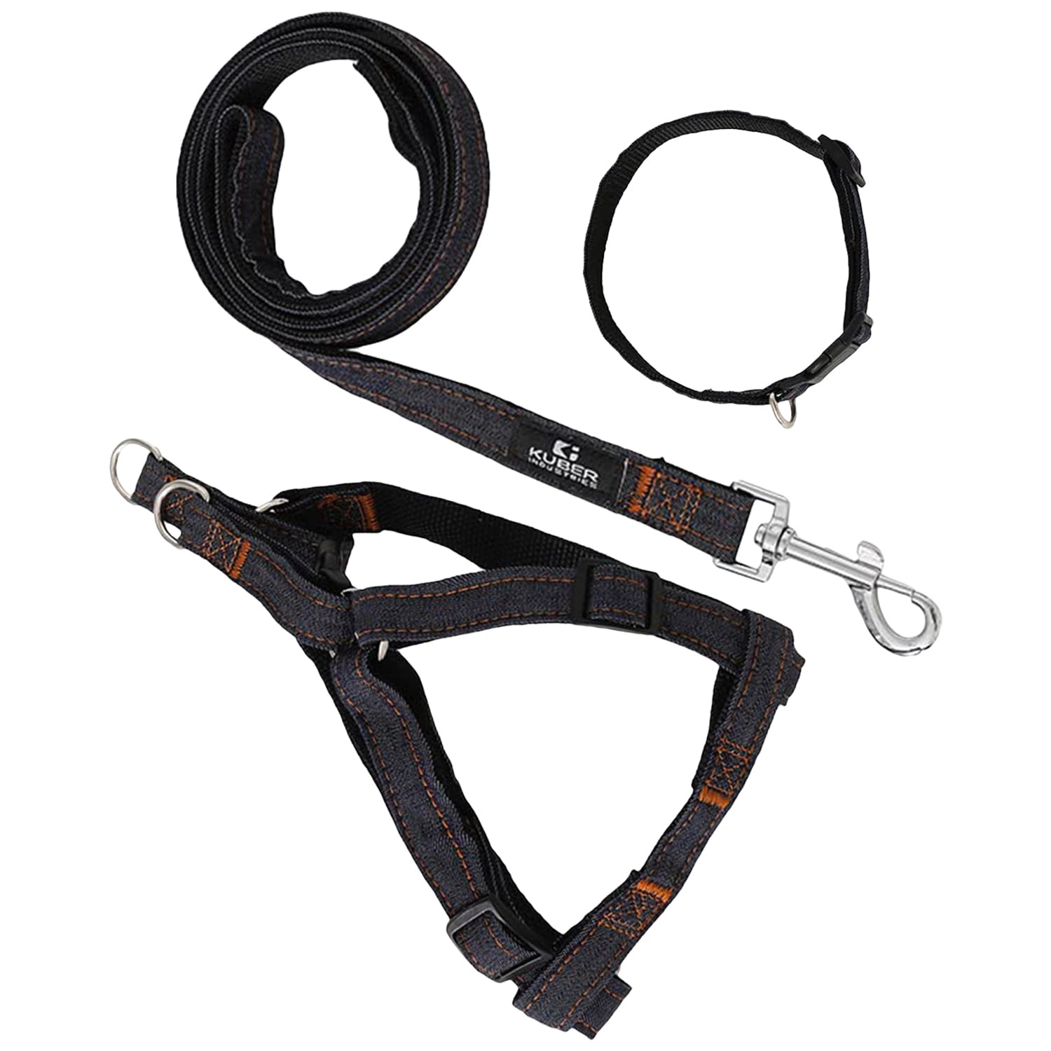 Urbane Home Dog Collar Belt & Harness With Adjustable Leash|Premium Demin Fabric|Metal Hooks|PDMGL-013-08|Comfortable Grip|Double Stitched Belt With Soft Padding |Black (B0CJ5BZVXF) Amazon Price History, Amazon Price Tracker