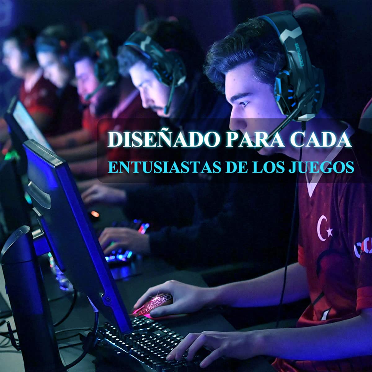 Bengoo Raton Gaming con Cable, 4 dpi Ajustables hasta 3600,Gaming Mouse Óptico, 6 Botones Programables, 7 Modos de Iluminación RGB Personalizable, Ratones USB para PC, Laptop, MacBook-Negro