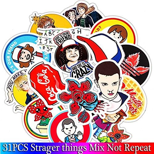 yunkanda 30Pcs Pack Stranger Thing Figure Stickers Set Anime Toy Sticker For Luggage Skateboard Motorcycle Laptop Waterproof Sticker