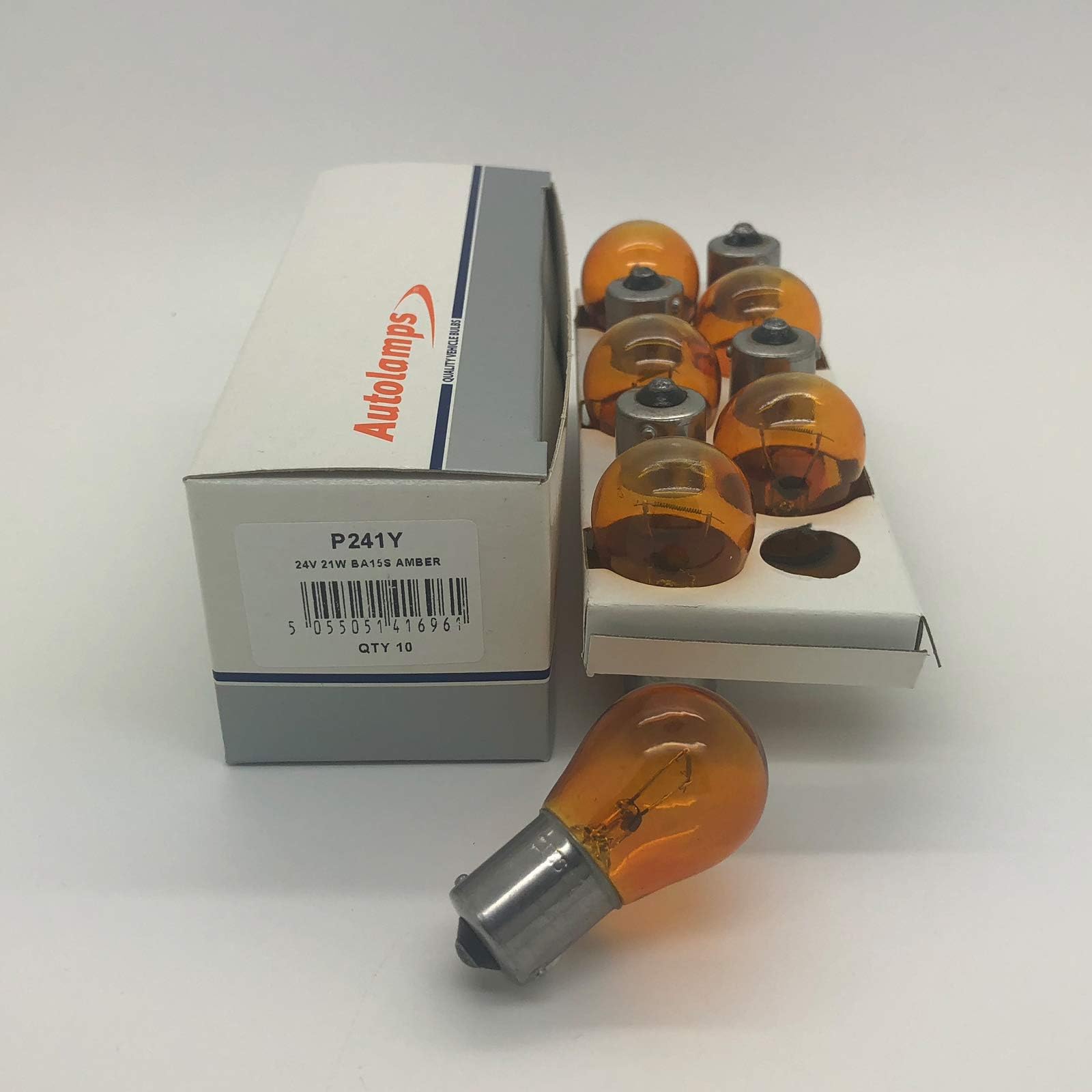 Autolamps 10 x 241Y Amber P21W BA15S Indicator Signal Truck Lorry Light Bulb 241 24v 21w